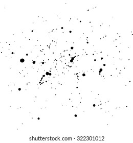 Abstract artistic paint splashes and blots in black and white. Ink splashes background. Black and white texture.