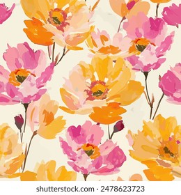 Abstract flower blooming design. Pattern with floral seamless. Grunge textured abstract art vector  with flower and plants in watercolor style.