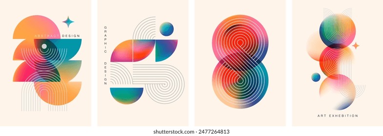 Abstract Geometric Linear background design collection. Bauhaus modern design, printable posters, banners, template concept design. Vector illustrations