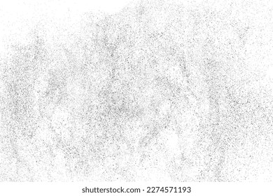 Distressed black texture. Dark grainy texture on white background. Dust overlay textured. Grain noise particles. Rusted white effect. Grunge design elements. Vector illustration, EPS 10.