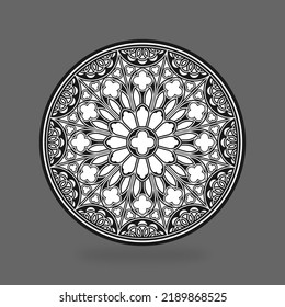 Gothic rose circular window pattern. Vector illustration