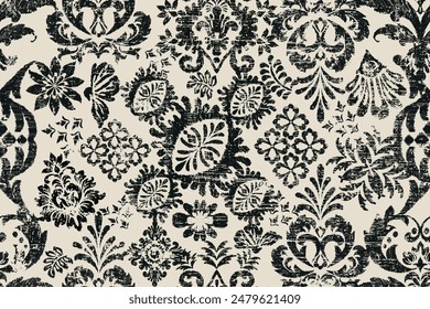 Ikat paisley embroidery on the fabric in Indonesia, India and Asian countries.geometric ethnic oriental seamless pattern.Aztec style. illustration. design for texture, fabric,clothing,wrapping,carpet.