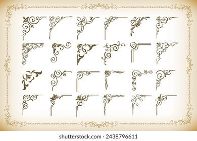 Vintage Corners. Decorative frames and borders, elegant vector set.